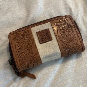 STS Ranchware Brown and White Embossed Leather Wallet
